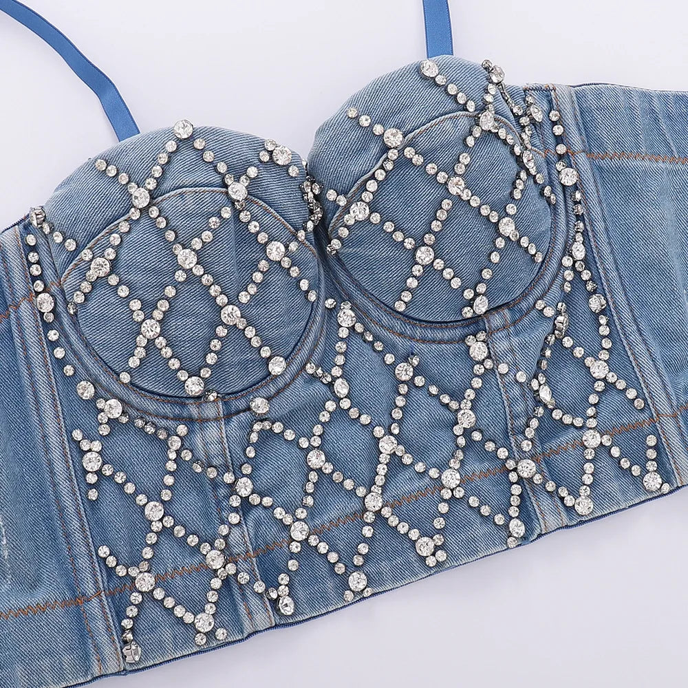 CROPPED JEANS COM STRASS