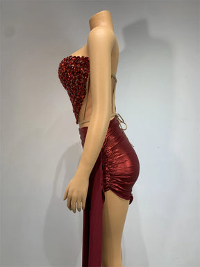 CONJUNTO DE SAIA VERMELHO