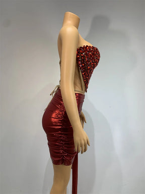 CONJUNTO DE SAIA VERMELHO
