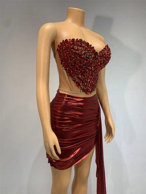 CONJUNTO DE SAIA VERMELHO